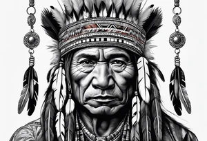 Native american medicine man in bear skin tattoo idea