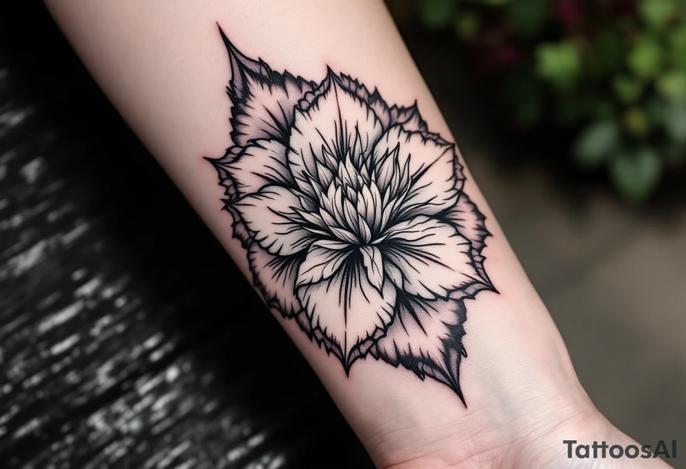 rhododendron trippy with mandala behind tattoo idea