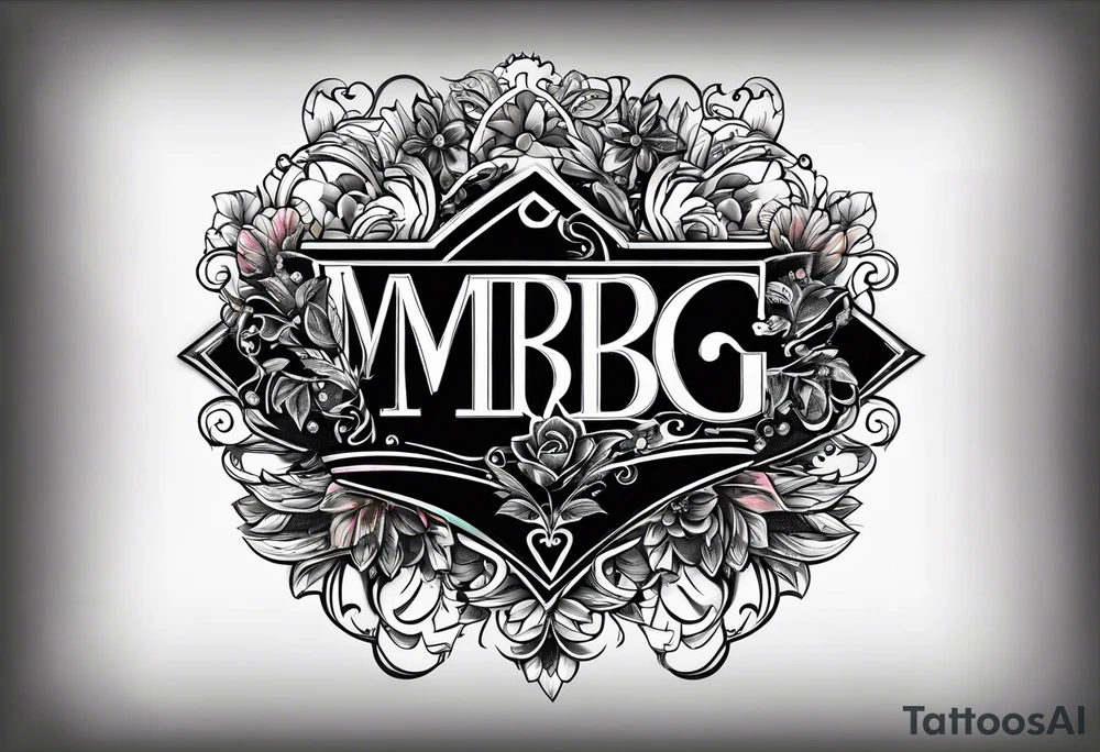word "MRBG" 
black blackground tattoo idea