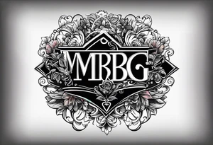 word "MRBG" 
black blackground tattoo idea