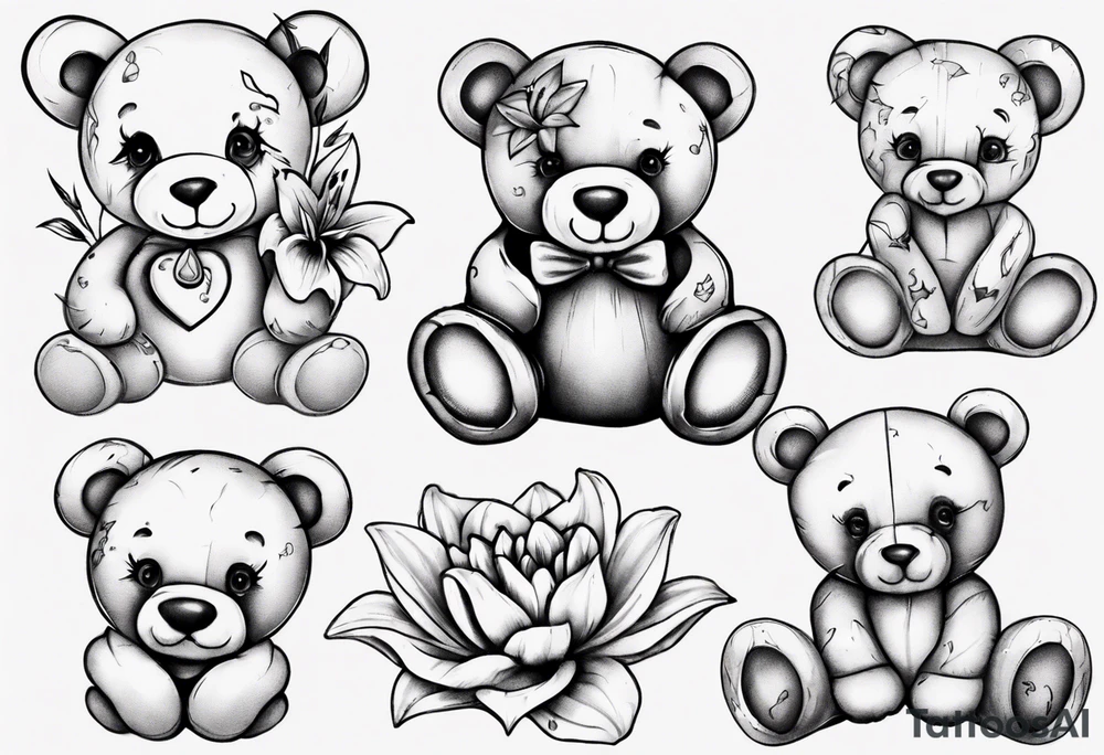Lily teddy bear tattoo idea