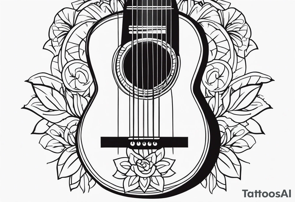 folk guitar on the calf tattoo idea