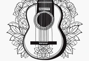 folk guitar on the calf tattoo idea