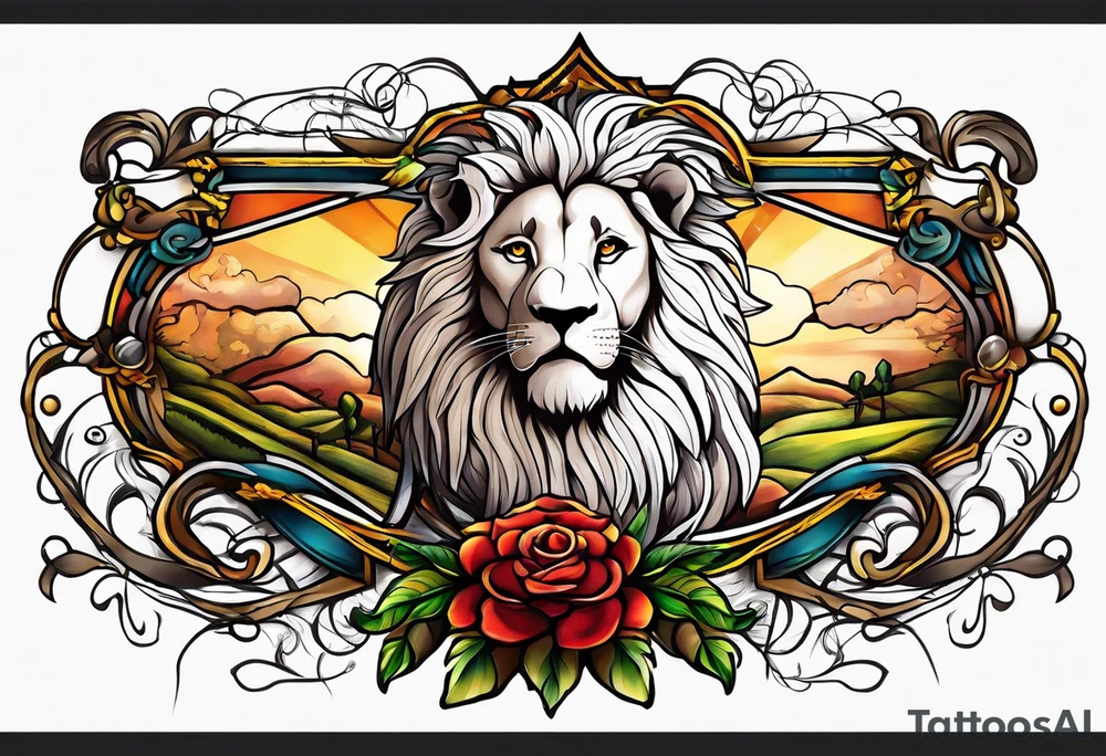The lion and the lamb with the crusifiction tattoo idea