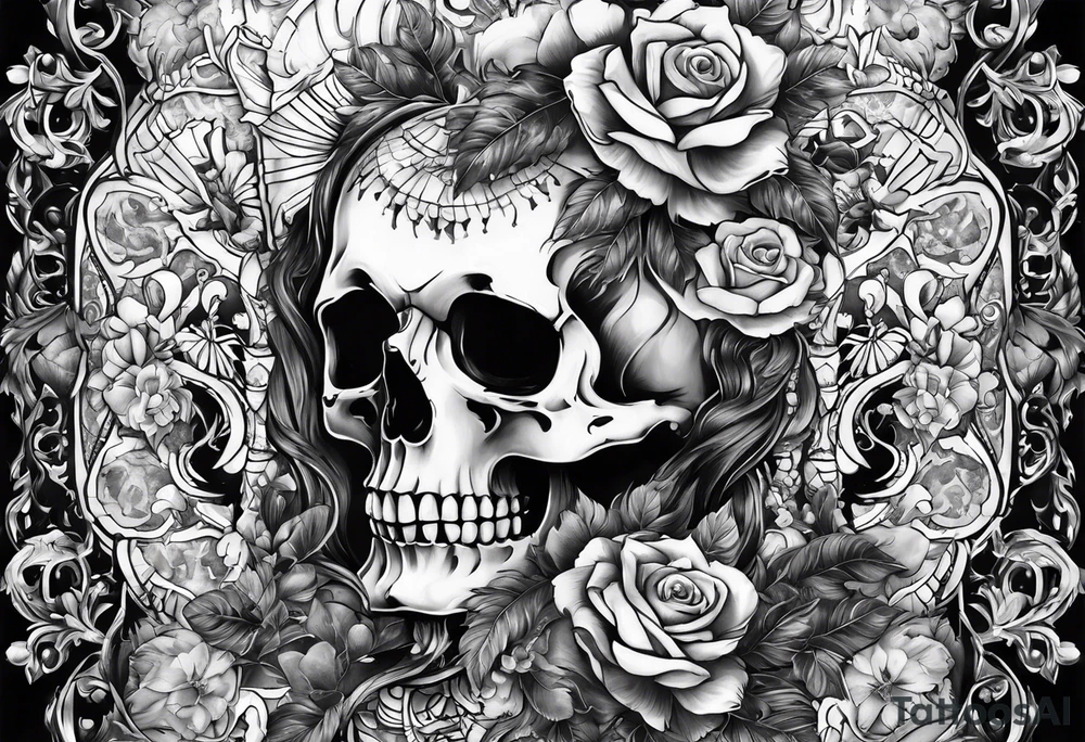 someone raising a skeleton tattoo idea