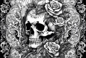 someone raising a skeleton tattoo idea