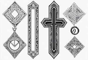 vertical rune tattoo with 4-5 symbols tattoo idea