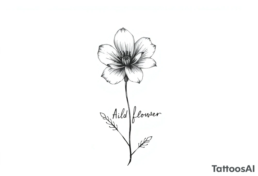 A flower with the word wildflower as the stem tattoo idea