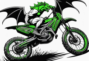 gargoyle riding a full suspension green mountain bike with a shadow no background with wings tattoo idea