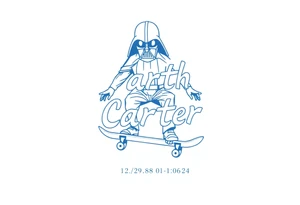 blue Skateboarding TALL Darth Vader
WORDS in star wars font "Darth Carter"
12/29/88-01/06/24 tattoo idea