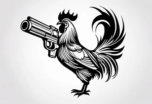 rooster cartoon holding big gun tattoo idea