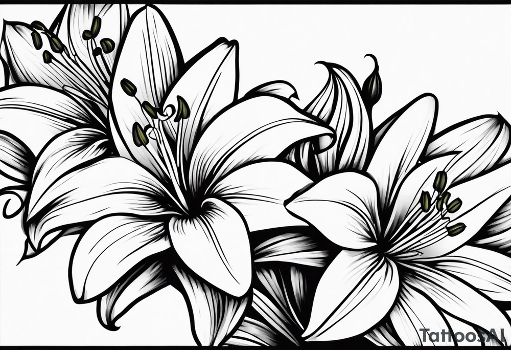 Casablanca lilies cascading downwards tattoo idea