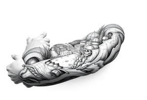 Sicilian coast with oceanic aesthetic tattoo idea