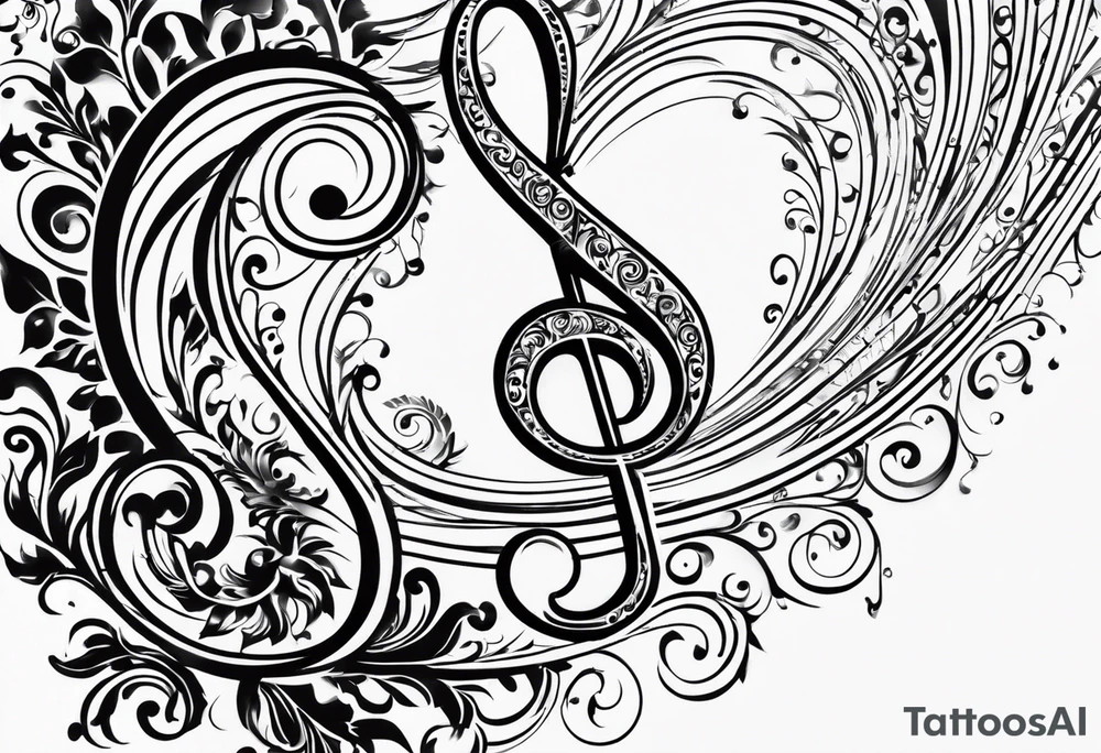 Note de musique, clef de sol, fin tattoo idea