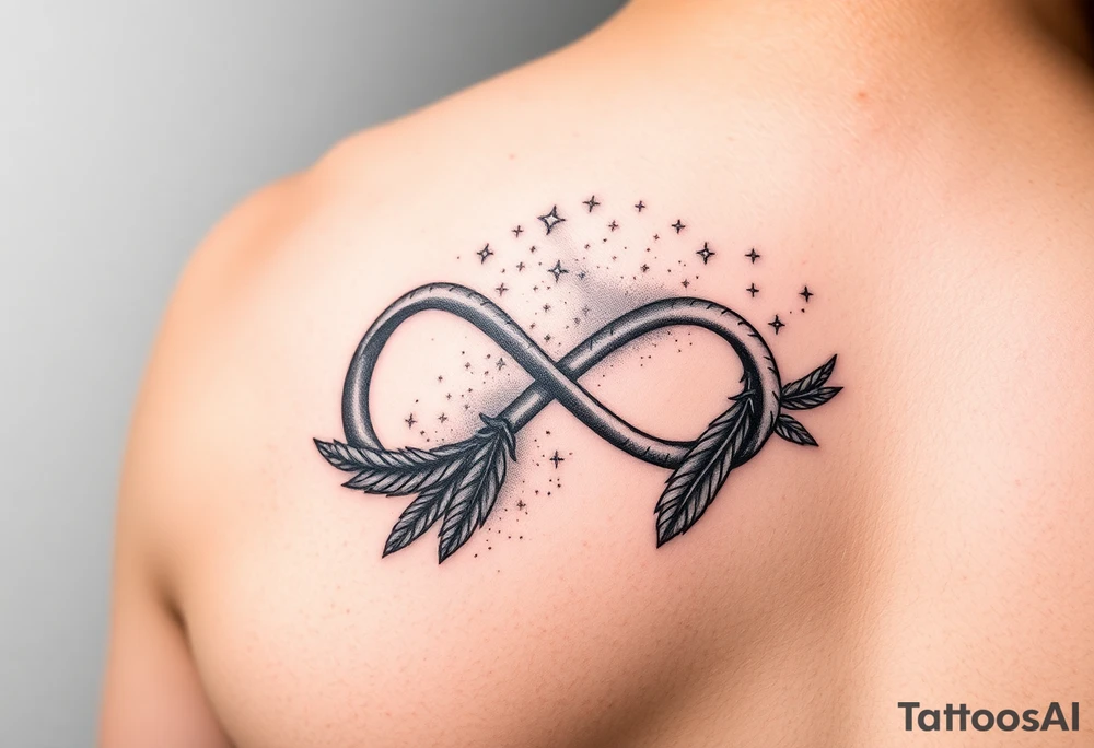 infinity symbol woven with floating feathers and stardust tattoo idea infinity symbol woven with floating feathers and stardust tattoo idea