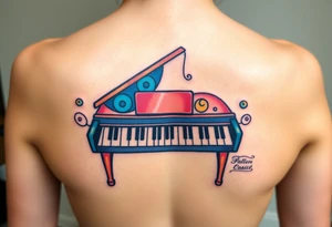 Colorful piano tattoo idea