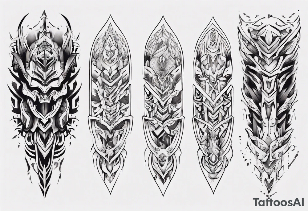 leg armor symmetrical tattoo idea