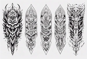 leg armor symmetrical tattoo idea