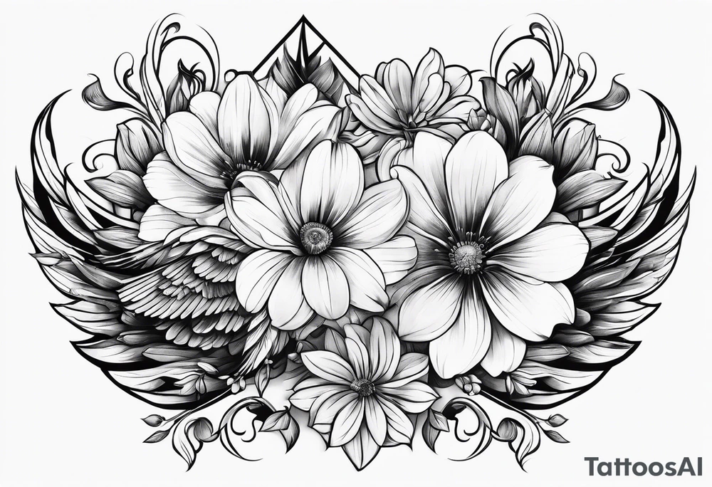 wing, flower, tattoo idea
