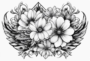 wing, flower, tattoo idea