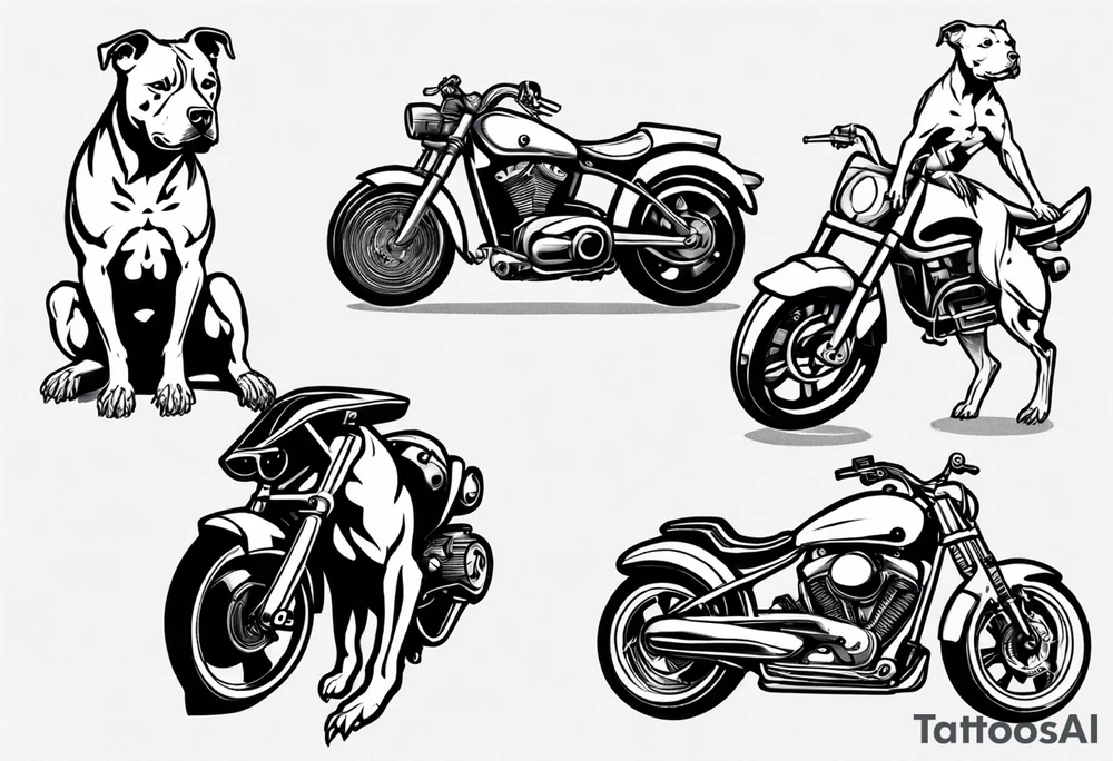 Pitbull on a motorcycle tattoo idea