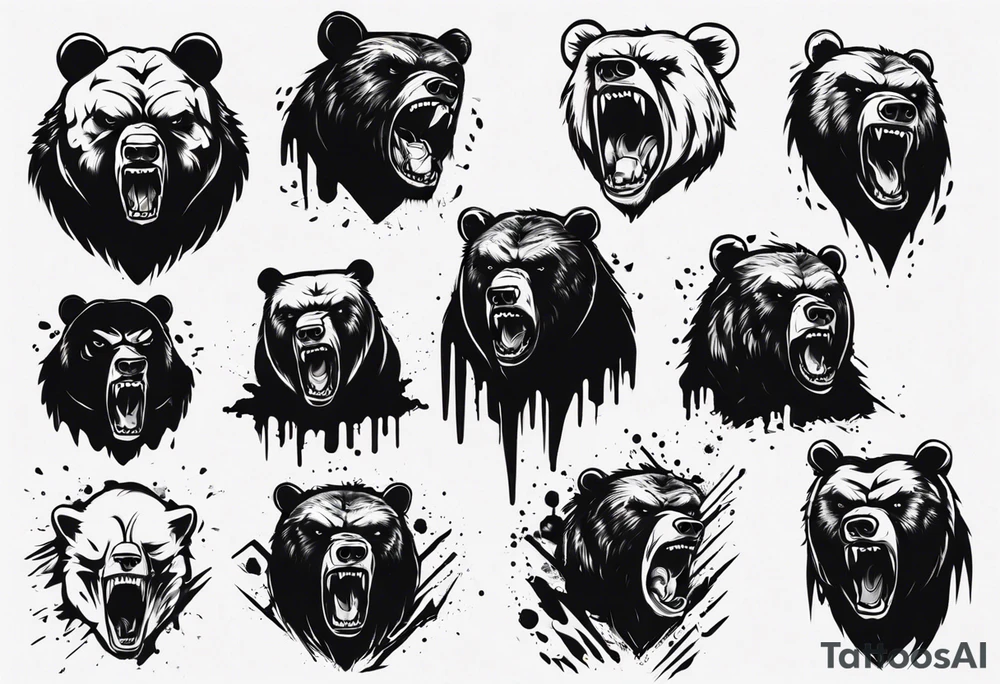 Angry bear coming up behind a city tattoo idea