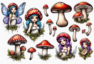 mushroom fairy tattoo idea