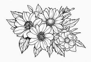 Aster and larkspur flowers tattoo idea