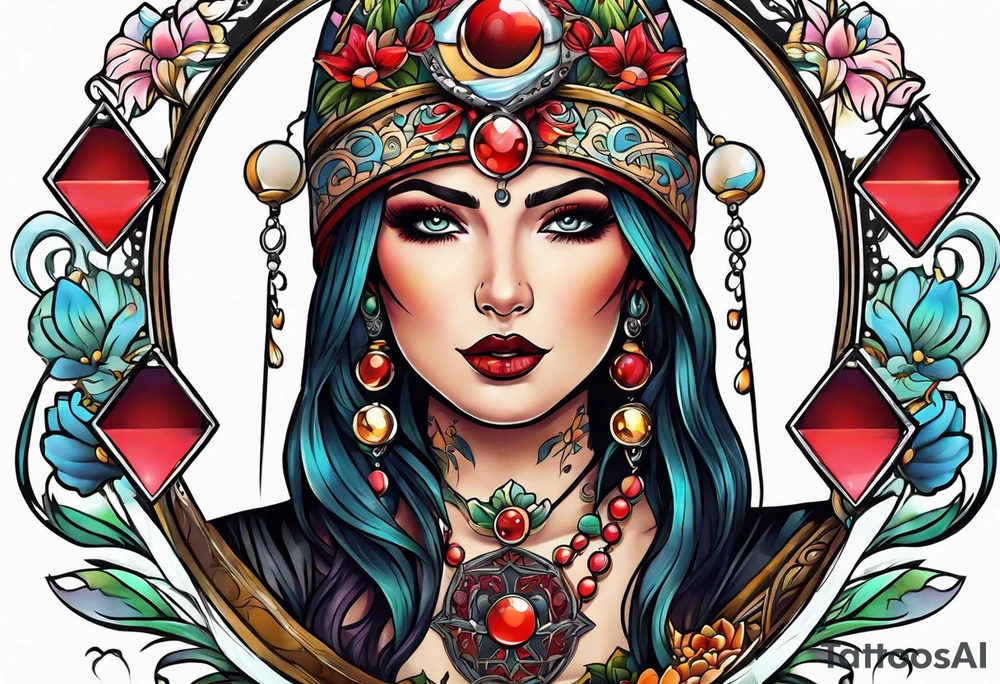 Neo traditional fortune teller tattoo idea