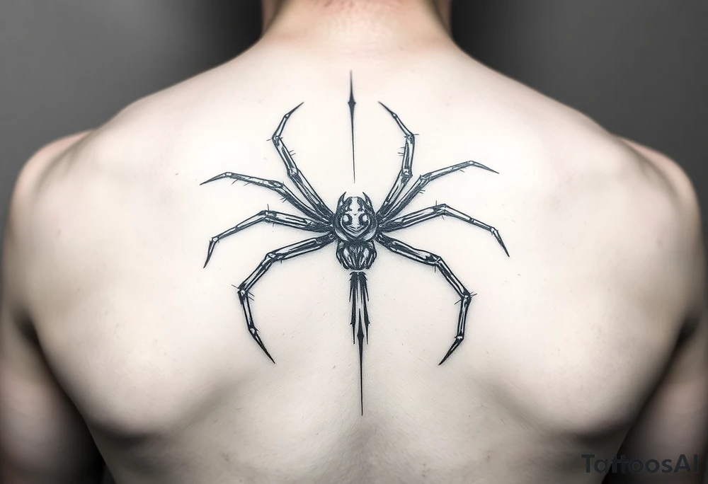 Spider crawling with the letter Y on the body Of the spider tattoo idea