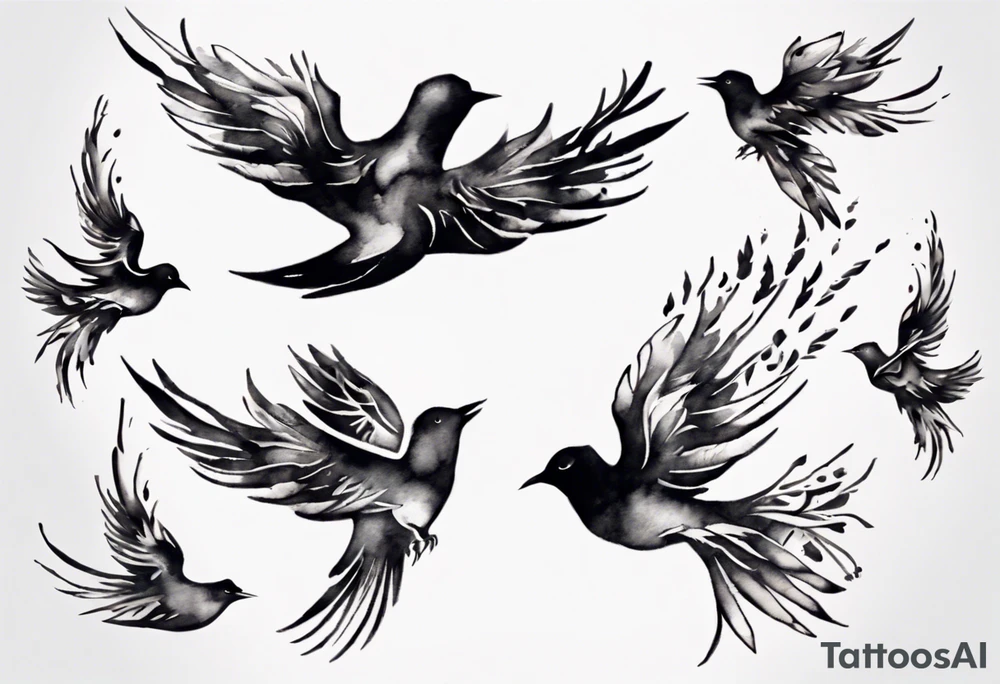 composition with birds flying free, puzzle piece tattoo idea composition with birds flying free, puzzle piece tattoo idea