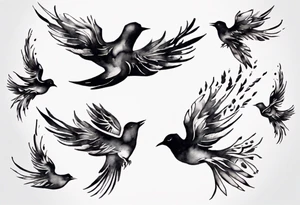 composition with birds flying free, puzzle piece tattoo idea