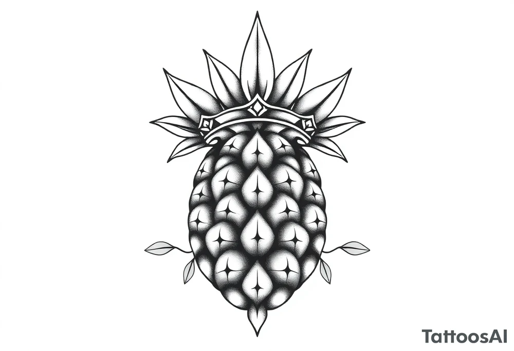 Crown pineapple vagina anus tattoo idea