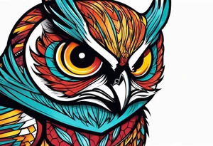 MUSCULAR MEAN OWL SUPERHERO MACOT
 STYLE tattoo idea