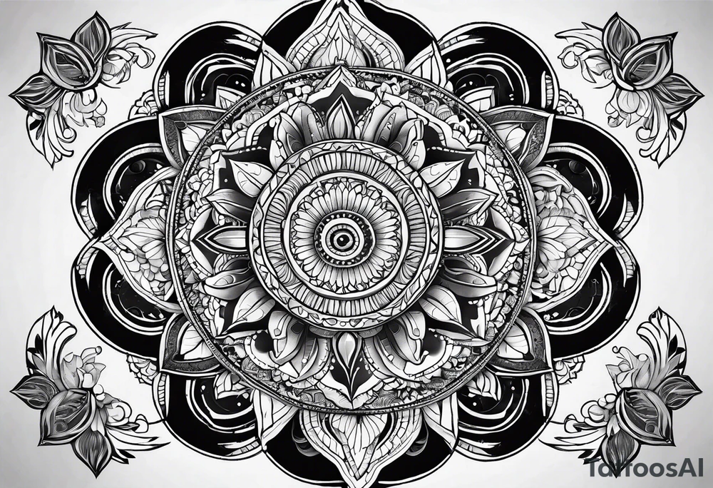 masculine mandala round tattoo idea