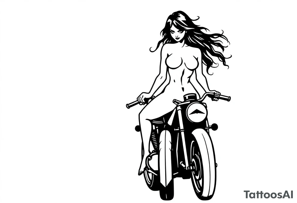 naked girl on motorcycle, slut, angry tattoo idea