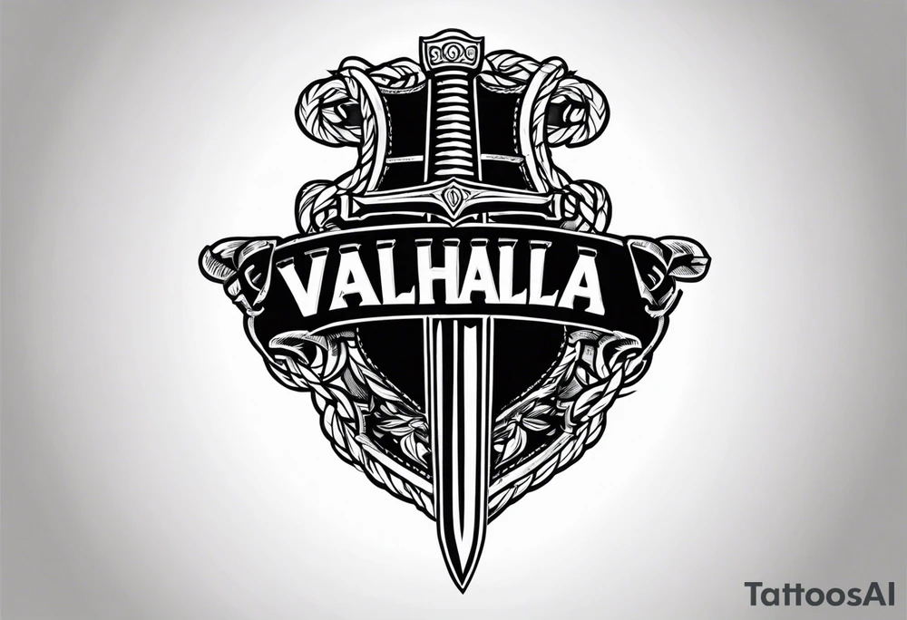 Valhalla sword shield barb wire chain tattoo idea