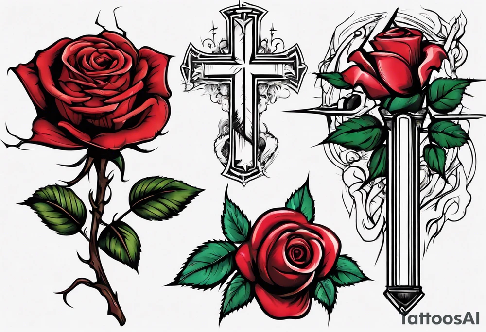 a rose full of Christian faith aspects, bleeding tattoo idea