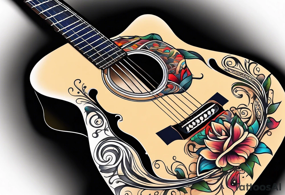 Acoustic guitar design tattoo idea