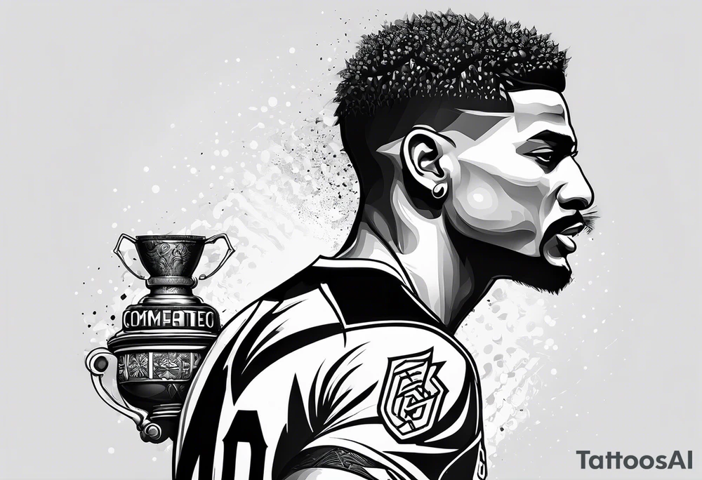 Com o mascote do time do flamengo em cima da taça da libertadores tattoo idea