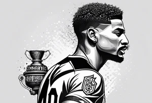Com o mascote do time do flamengo em cima da taça da libertadores tattoo idea