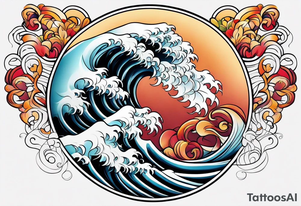 Waves leg sleeve tattoo idea