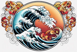 Waves leg sleeve tattoo idea