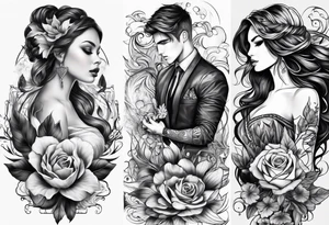 Male and female matching 2 separate tattoos . Water related. tattoo idea