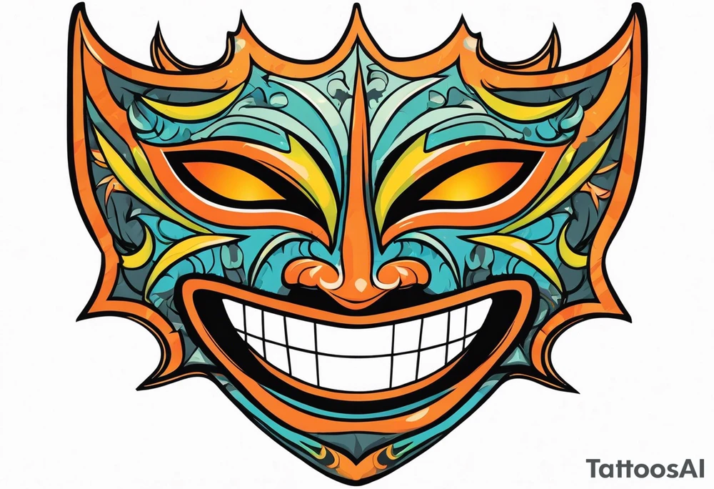 Laughing Male masquerade mask with orange and black thorns tattoo idea