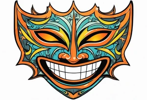 Laughing Male masquerade mask with orange and black thorns tattoo idea