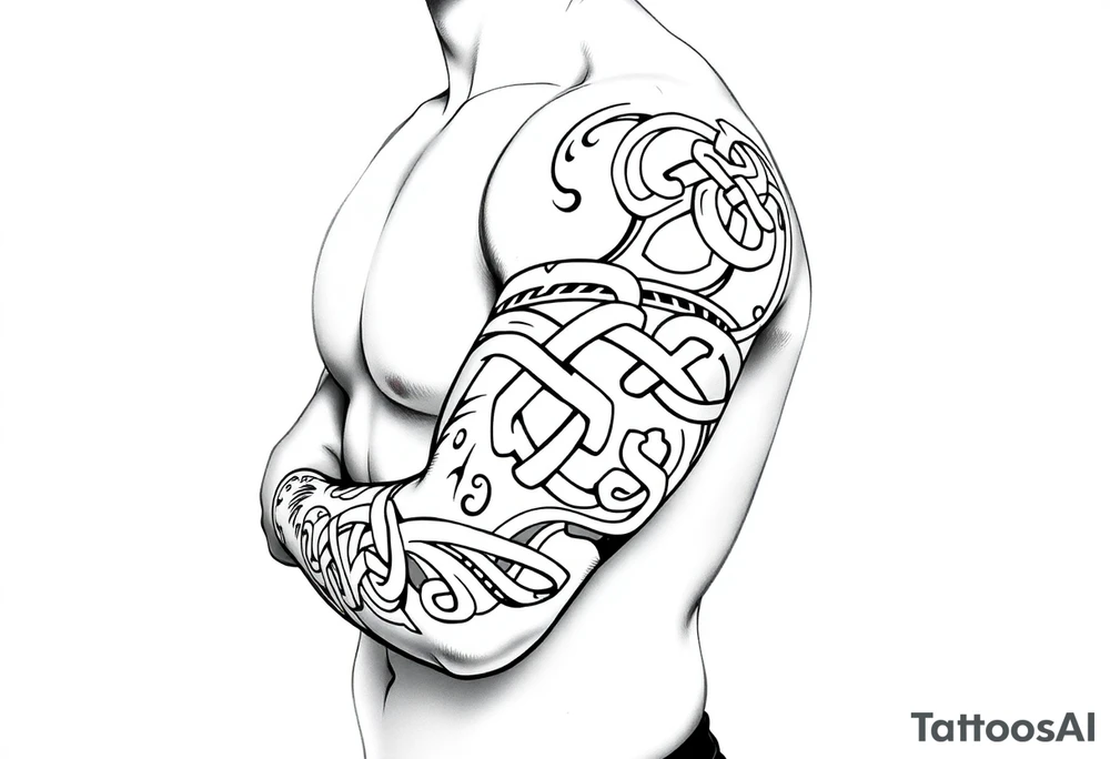 Māori style Celtic tribal knots
and bands black and white shading tattoo idea
