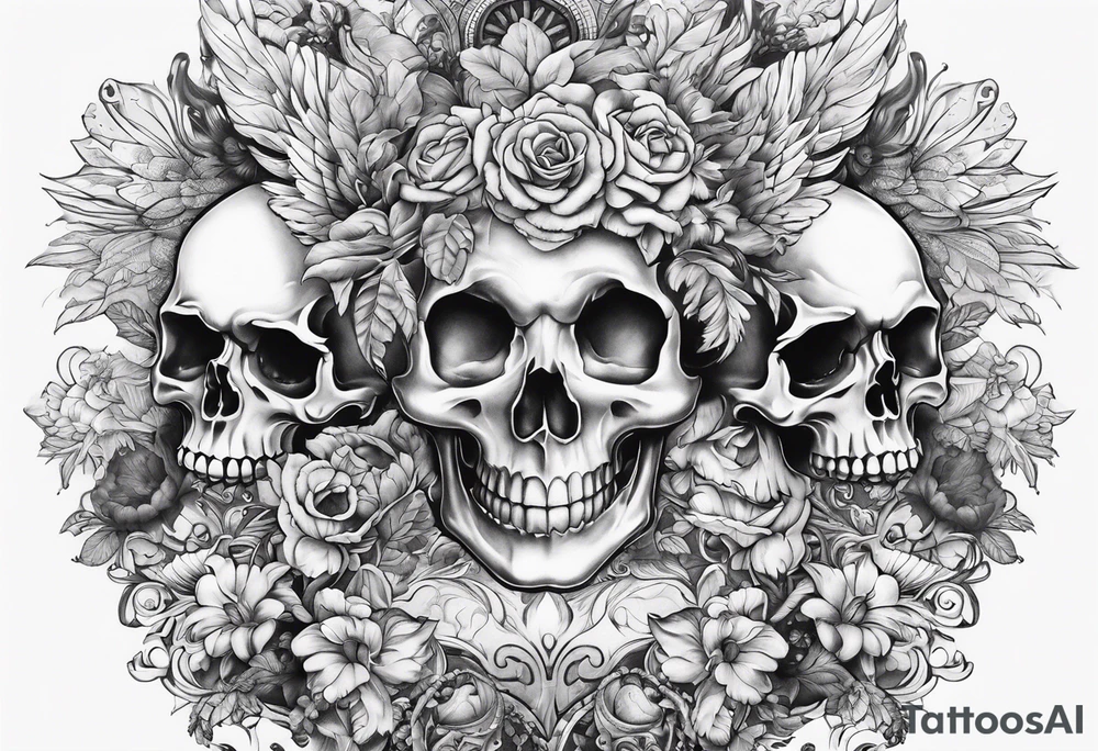 Cherubs and skulls tattoo idea