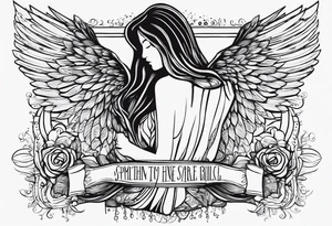 Something biblical quote, and angel, crosses tattoo idea