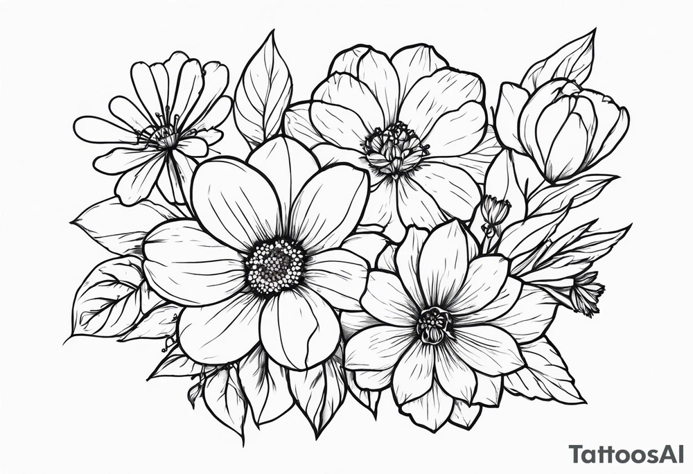 Love is togetherness with November and July birth flowers tattoo idea